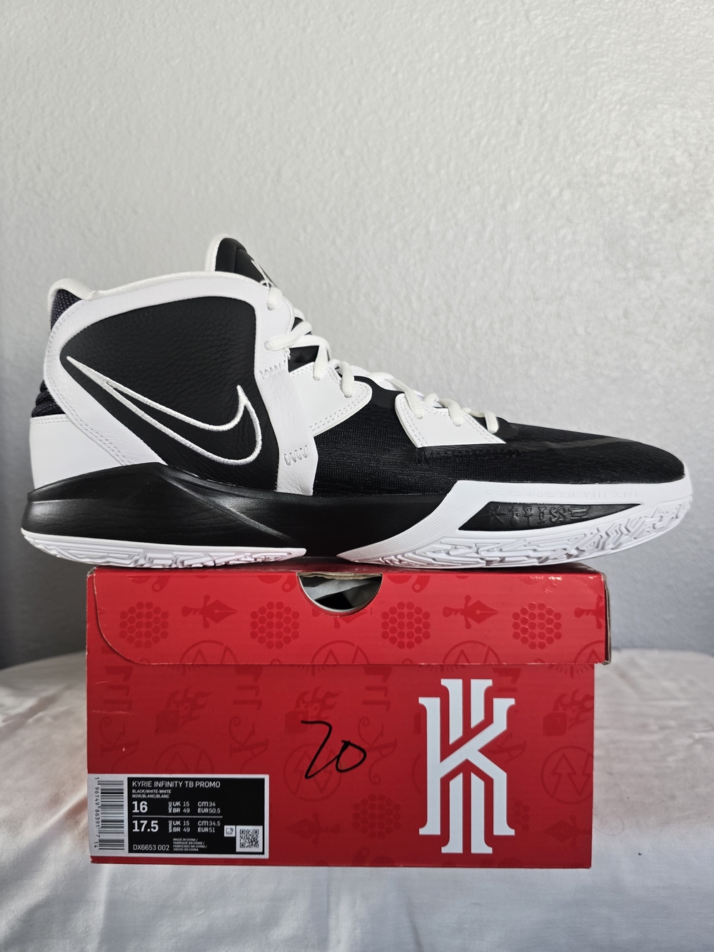 Nike Kyrie Infinity TB Promo Black & White High-Top Basketball Shoes - Picture 2 of 6